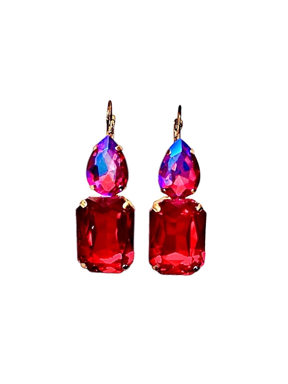 Pink & Red Lever Back Earrings